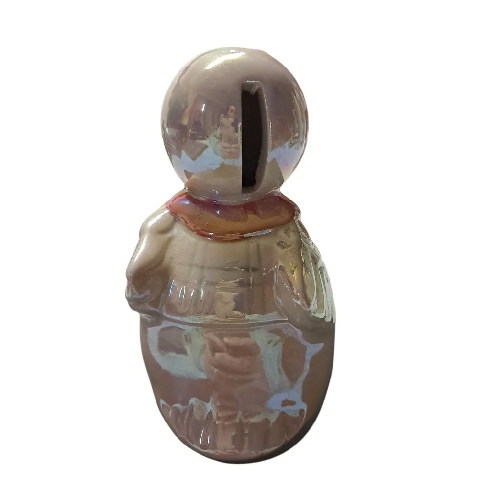 Hand Painted Lusterware Duck Bank Bow Tie Vest Iridescent Spring‎ Easter 5